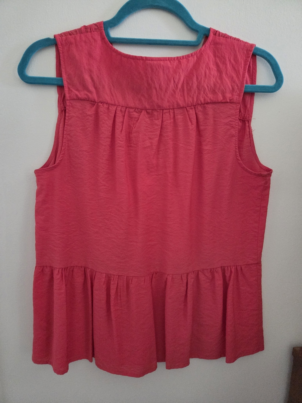 a new day Red Sleeveless V-Neck Peplum Top Blouse Tank - Picture 2 of 3